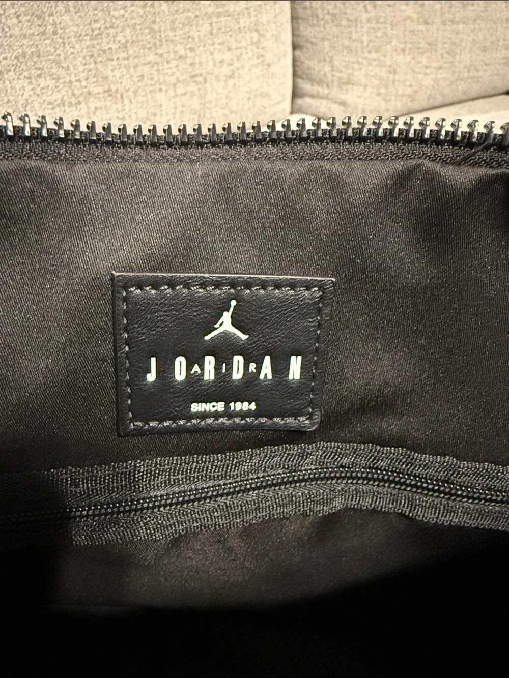 Jordan Black Patchwork Duffel Bag with Embroidered Logos